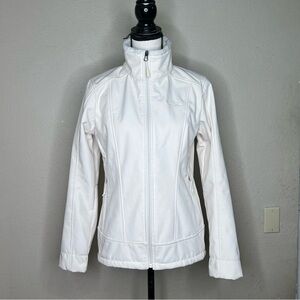 The North Face white zip jacket faux fur lining